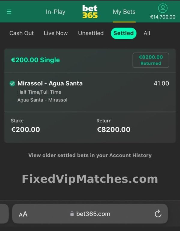 Fixed VIP Matches - Half Time Full Time Match - Proof